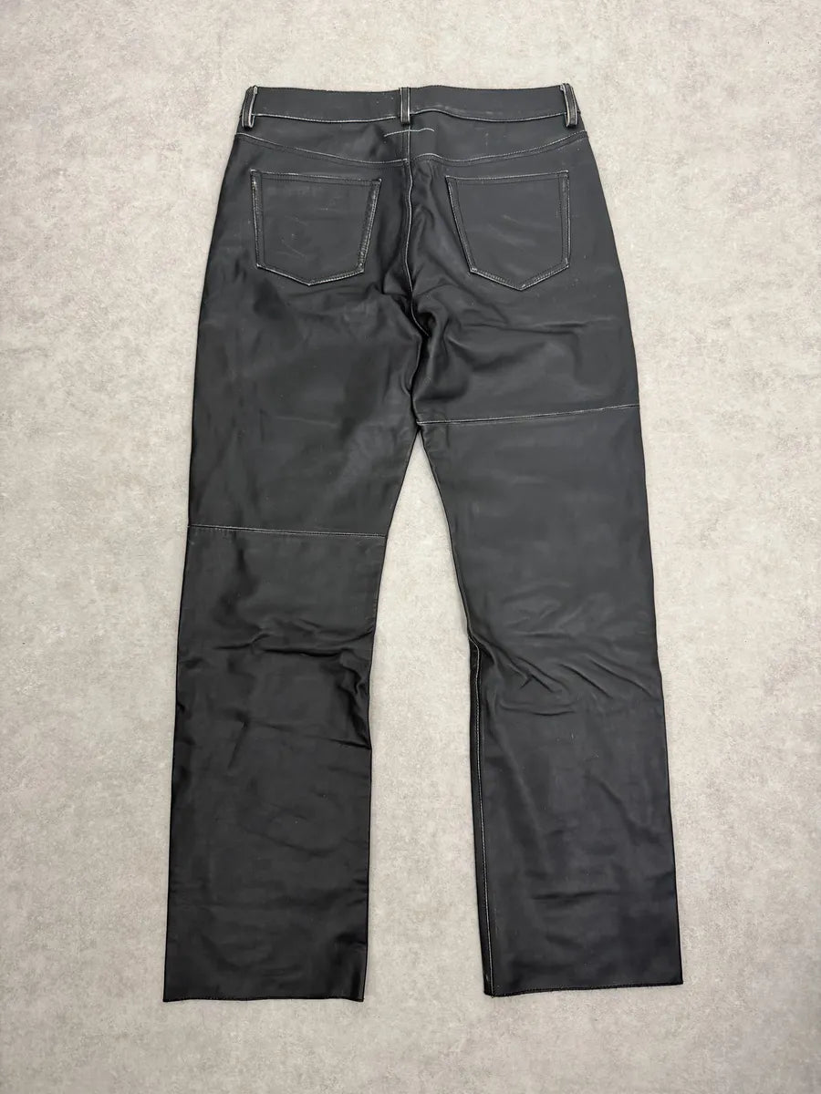AW2023 Maison Margiela Black Leather Biker Pants hLPaVmS 1