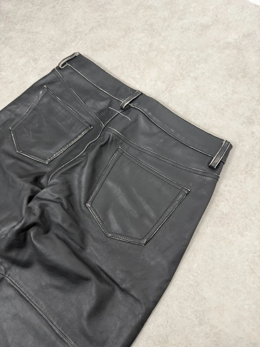 AW2023 Maison Margiela Black Leather Biker Pants hLPaVmS 5