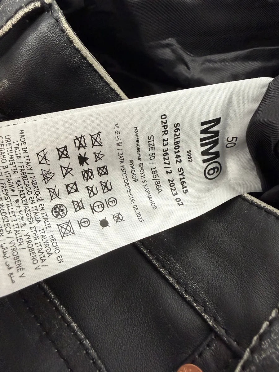 AW2023 Maison Margiela Black Leather Biker Pants hLPaVmS 6