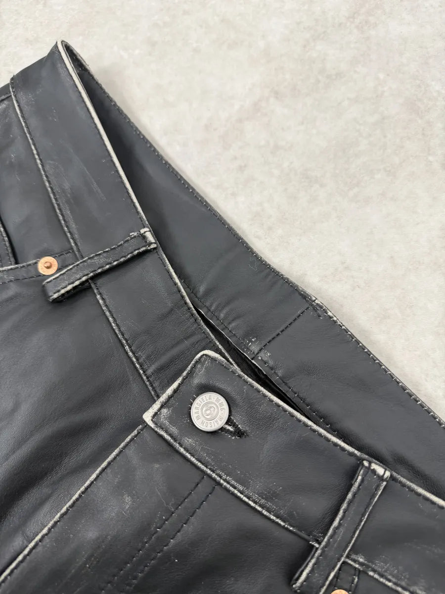 AW2023 Maison Margiela Black Leather Biker Pants hLPaVmS 9