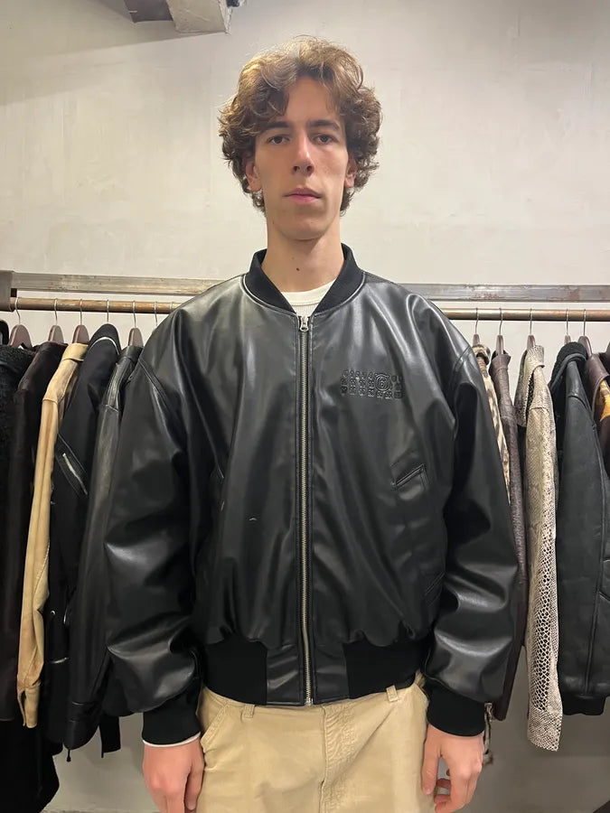 AW2023 Maison Margiela Black Leather Bomber Jacket (M/L) VrBdLCi 1