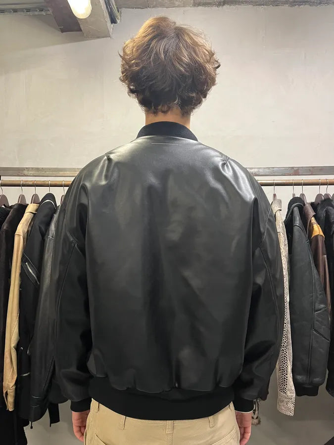 AW2023 Maison Margiela Black Leather Bomber Jacket (M/L) VrBdLCi 2