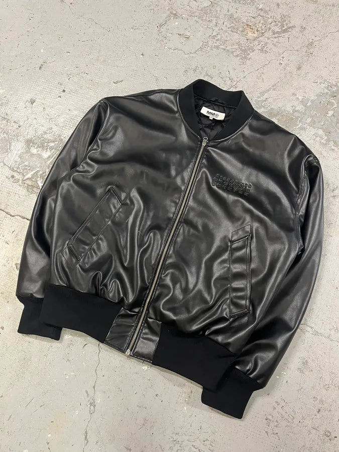 AW2023 Maison Margiela Black Leather Bomber Jacket (M/L) VrBdLCi 3