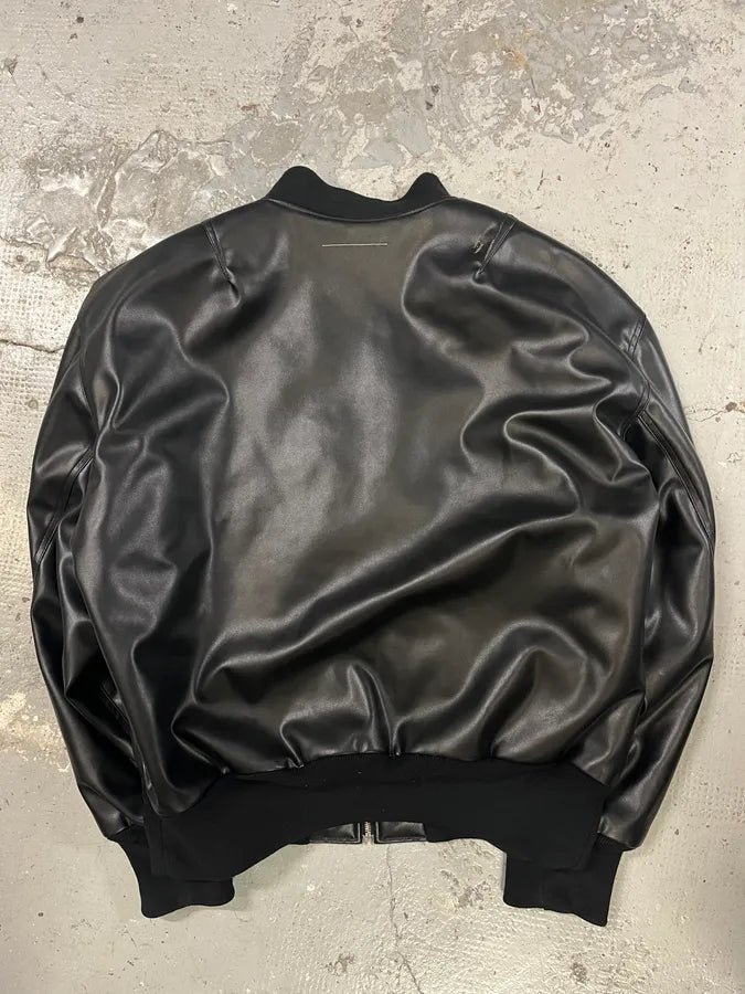 AW2023 Maison Margiela Black Leather Bomber Jacket (M/L) VrBdLCi 6