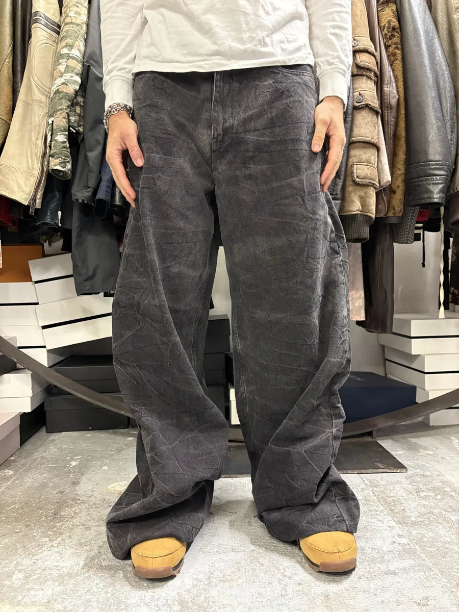 AW2023 Maison Margiela Creased Grey Baggy Denim Jeans kAZHDHW 1