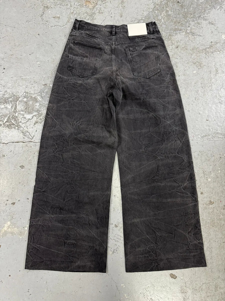 AW2023 Maison Margiela Creased Grey Baggy Denim Jeans kAZHDHW 4