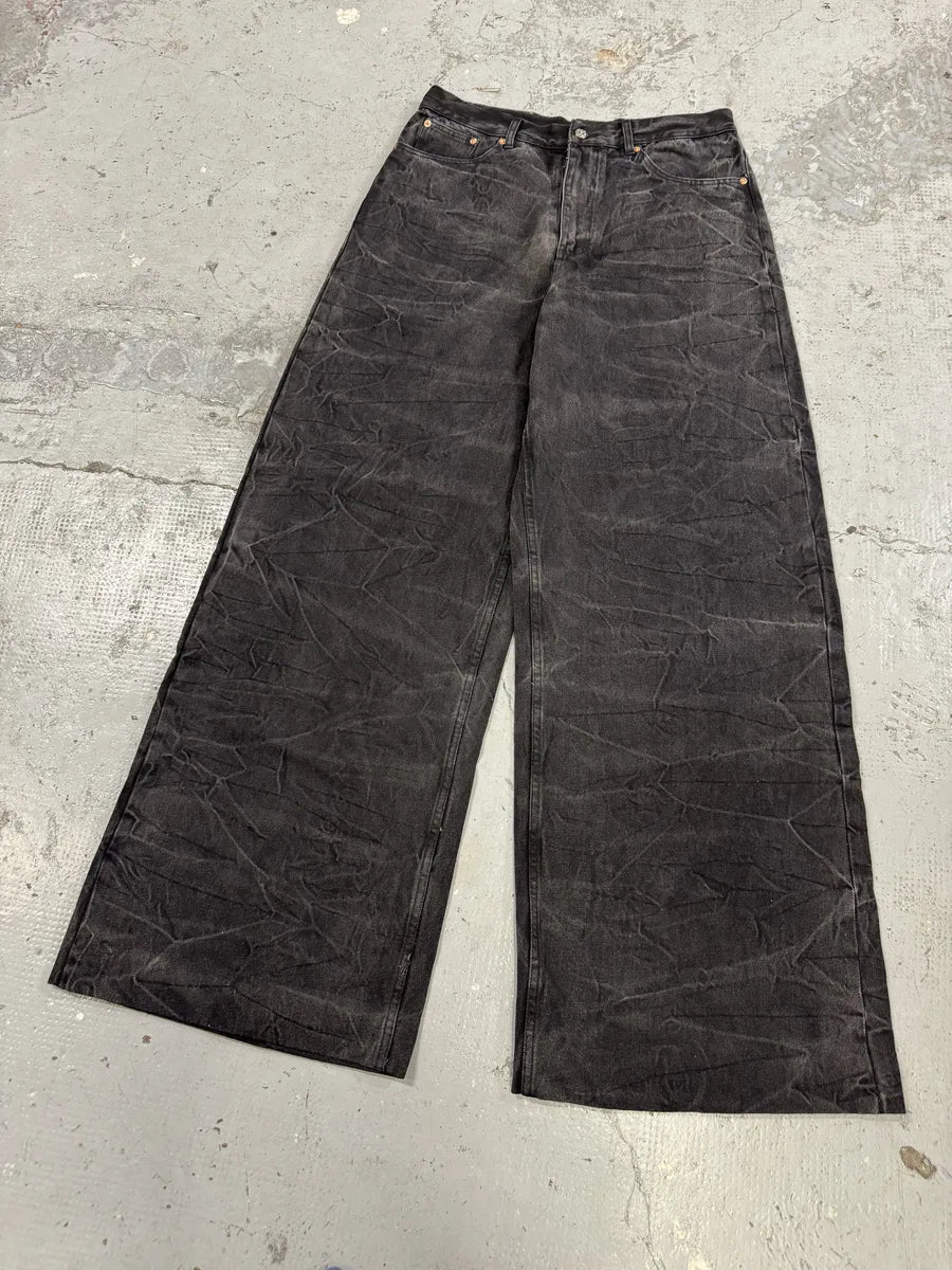 AW2023 Maison Margiela Creased Grey Baggy Denim Jeans kAZHDHW 5