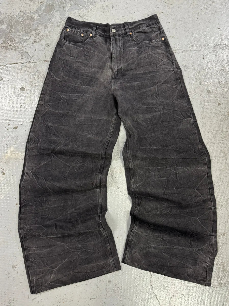 AW2023 Maison Margiela Creased Grey Baggy Denim Jeans kAZHDHW 6