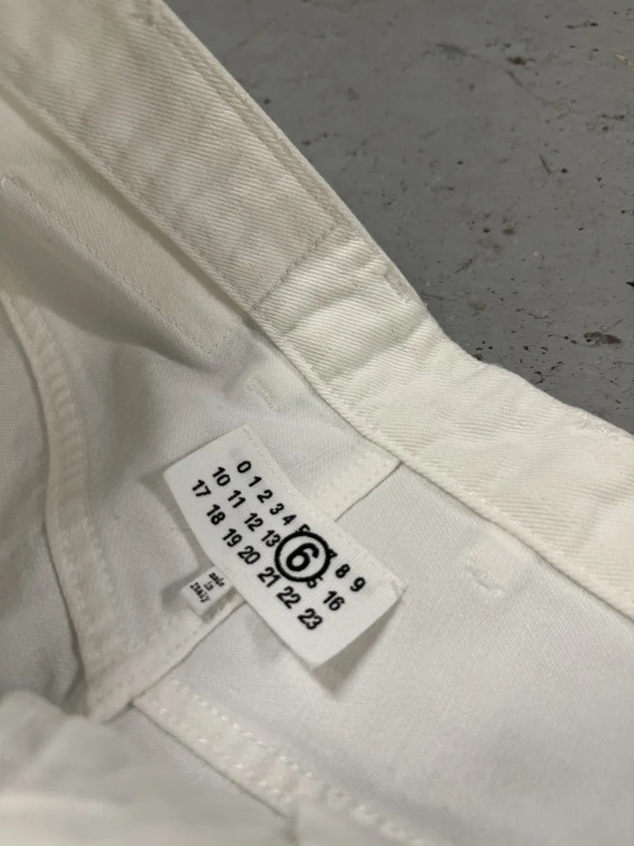 AW2023 Maison Margiela MM6 White & Black Trompe L’oeil Painted Flowers Pants ypmyGlO 10
