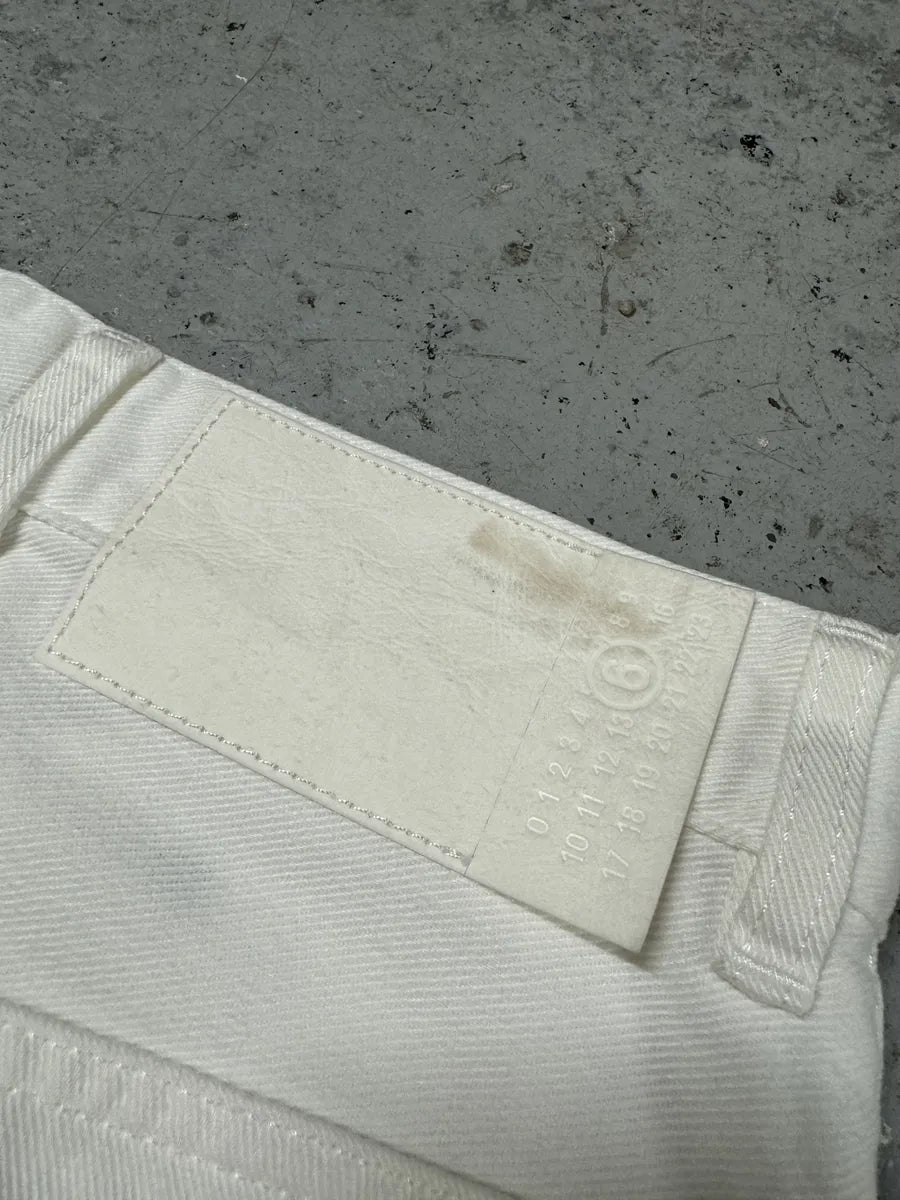AW2023 Maison Margiela MM6 White & Black Trompe L’oeil Painted Flowers Pants ypmyGlO 7