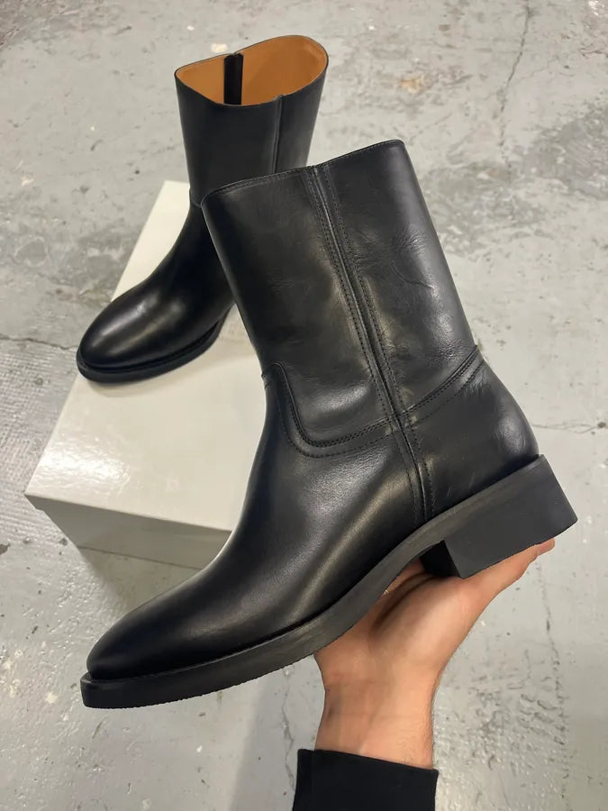 AW2023 Maison Margiela Pure Black Leather Boots SAFePKn 0