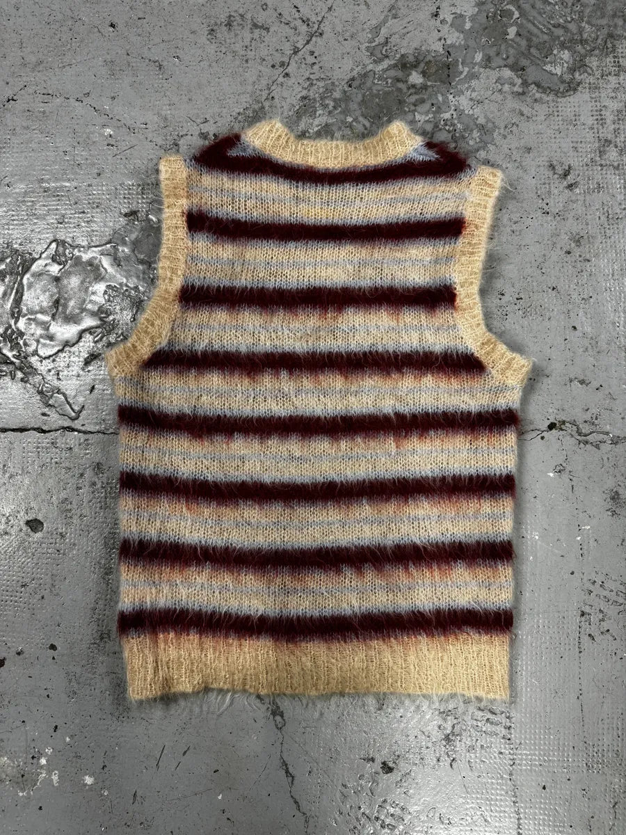 AW2023 Marni Mohair Beige & Burgundy Sleeveless Sweater UgWLbUO 1