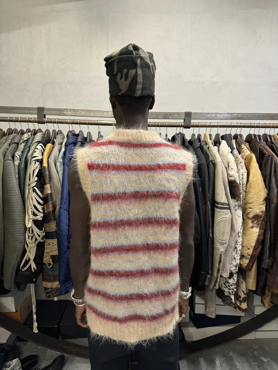 AW2023 Marni Mohair Beige & Burgundy Sleeveless Sweater UgWLbUO 3
