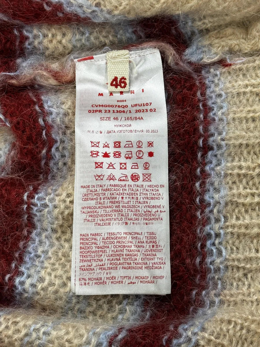 AW2023 Marni Mohair Beige & Burgundy Sleeveless Sweater UgWLbUO 6