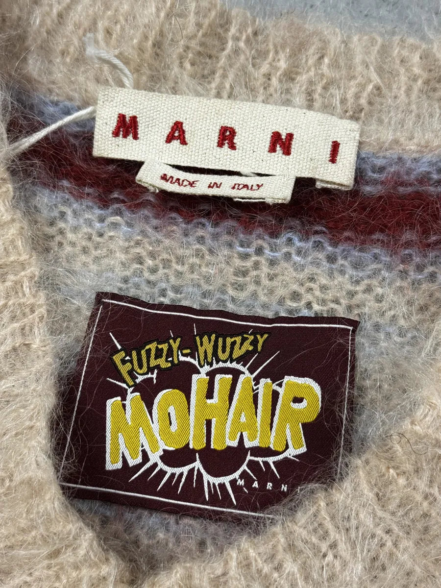 AW2023 Marni Mohair Beige & Burgundy Sleeveless Sweater UgWLbUO 7