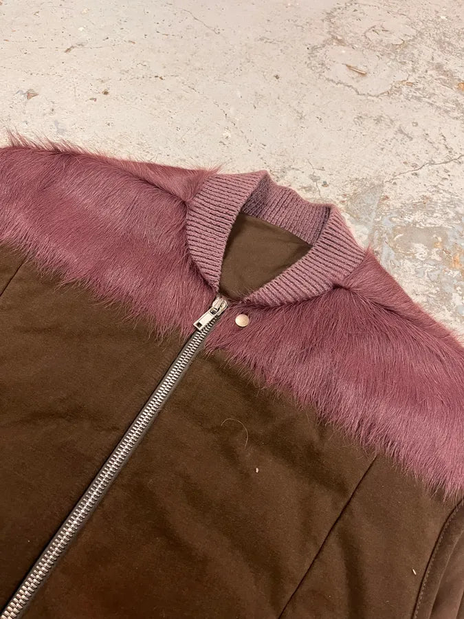 AW2023 Rick Owens Brown & Pony Hair Vest Jacket FqrwJAG 3