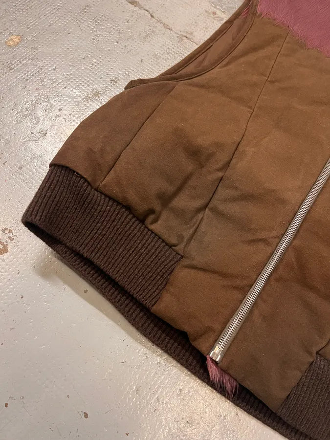 AW2023 Rick Owens Brown & Pony Hair Vest Jacket FqrwJAG 5