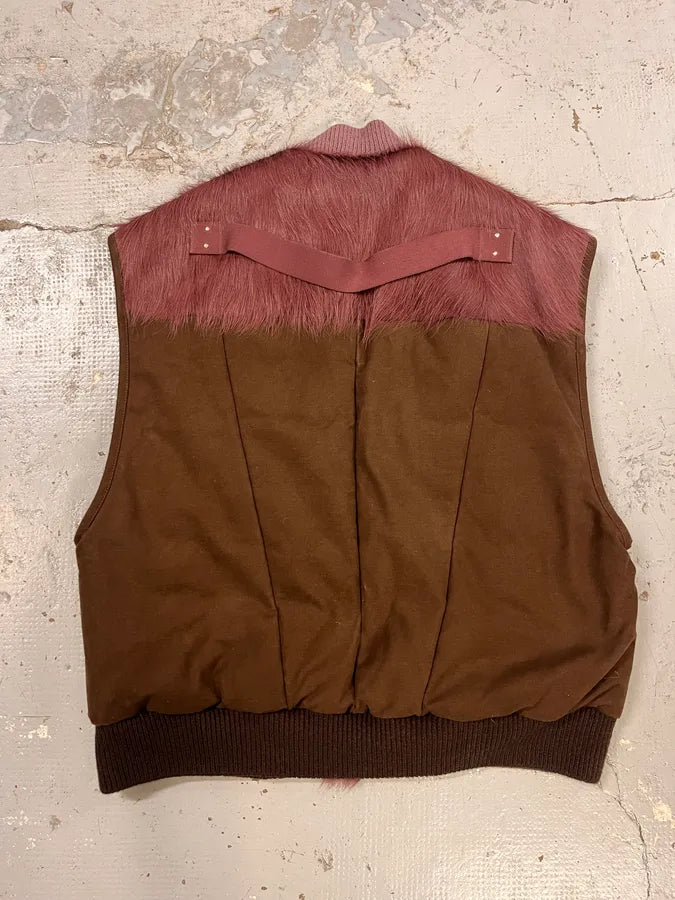 AW2023 Rick Owens Brown & Pony Hair Vest Jacket FqrwJAG 6