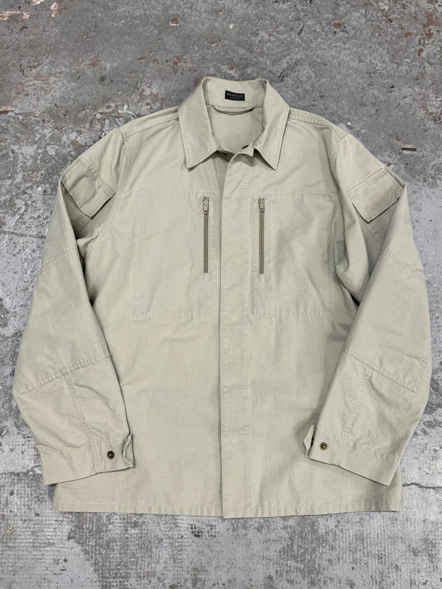 AW2024 Balenciaga Beige Military Ripstop OverShirt AOOelnY 0