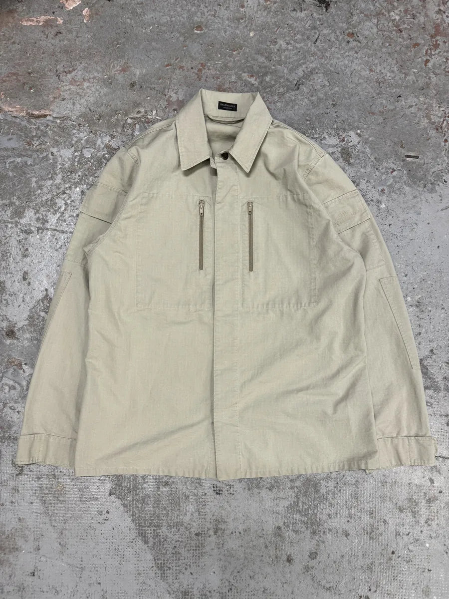 AW2024 Balenciaga Beige Military Ripstop OverShirt AOOelnY 3