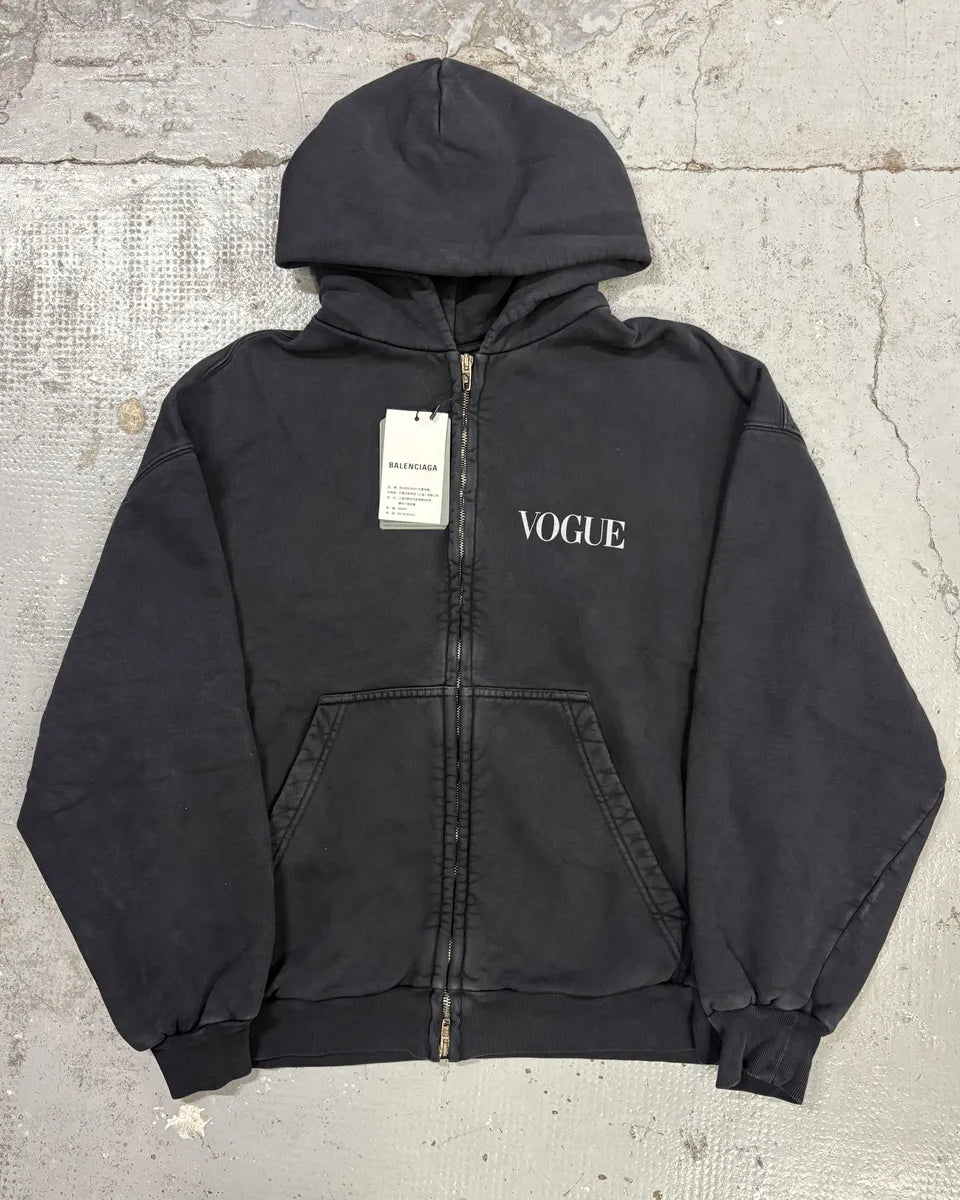 AW2024 Balenciaga Vogue Place Vendome Black Zip-up Hoodie FjmuDSF 0