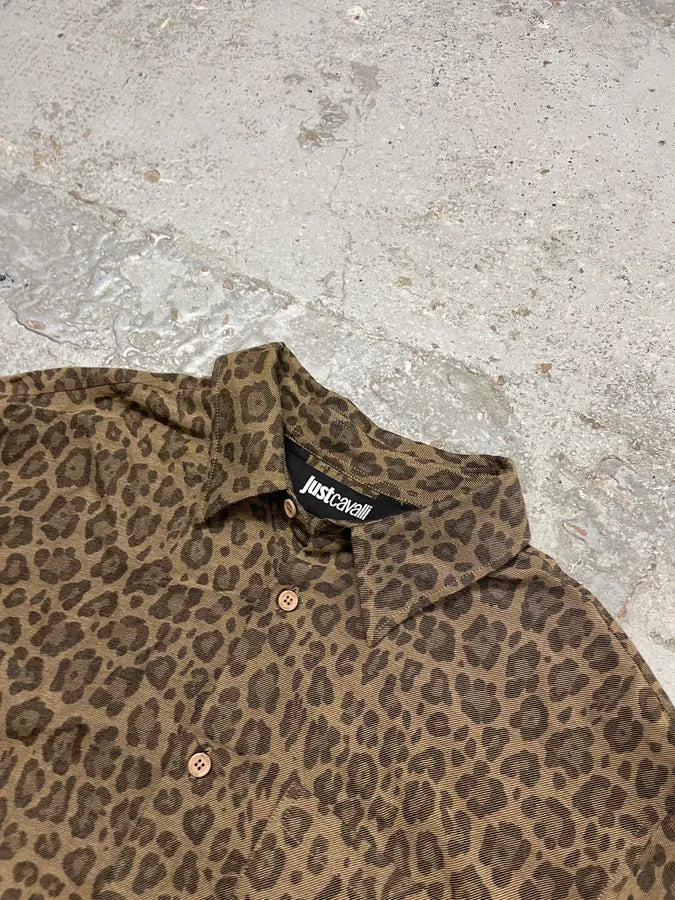 AW2024 Cavalli Leopard Print Brown Shirt PAHAoAN 5