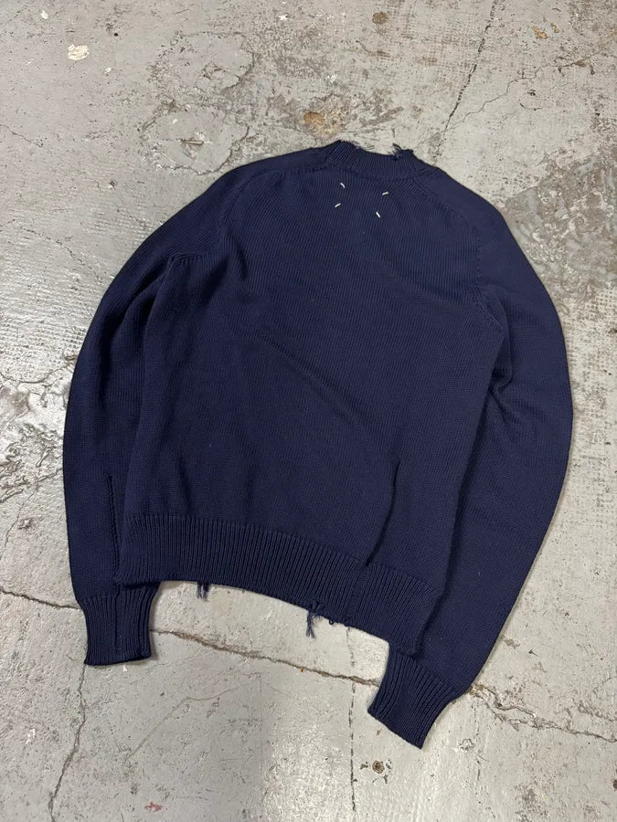 AW2024 Maison Margiela Blue Distressed Sweater naMjGPK 5