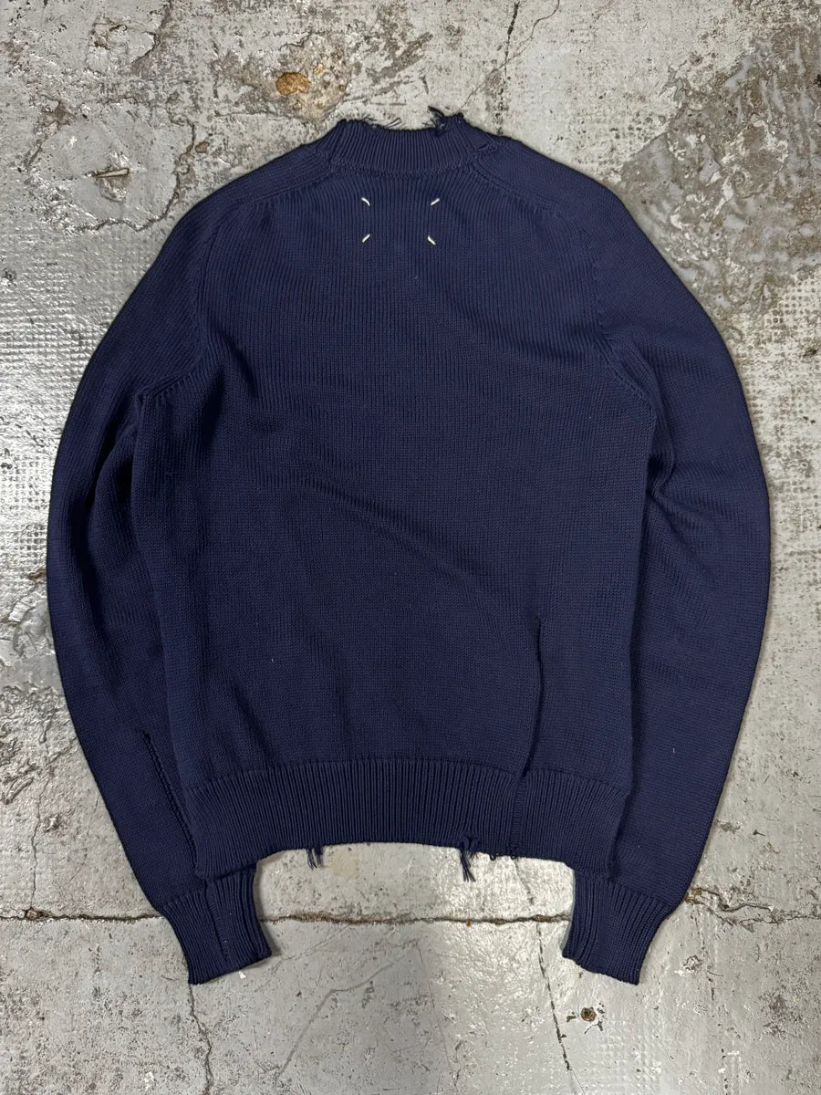 AW2024 Maison Margiela Blue Distressed Sweater naMjGPK 3