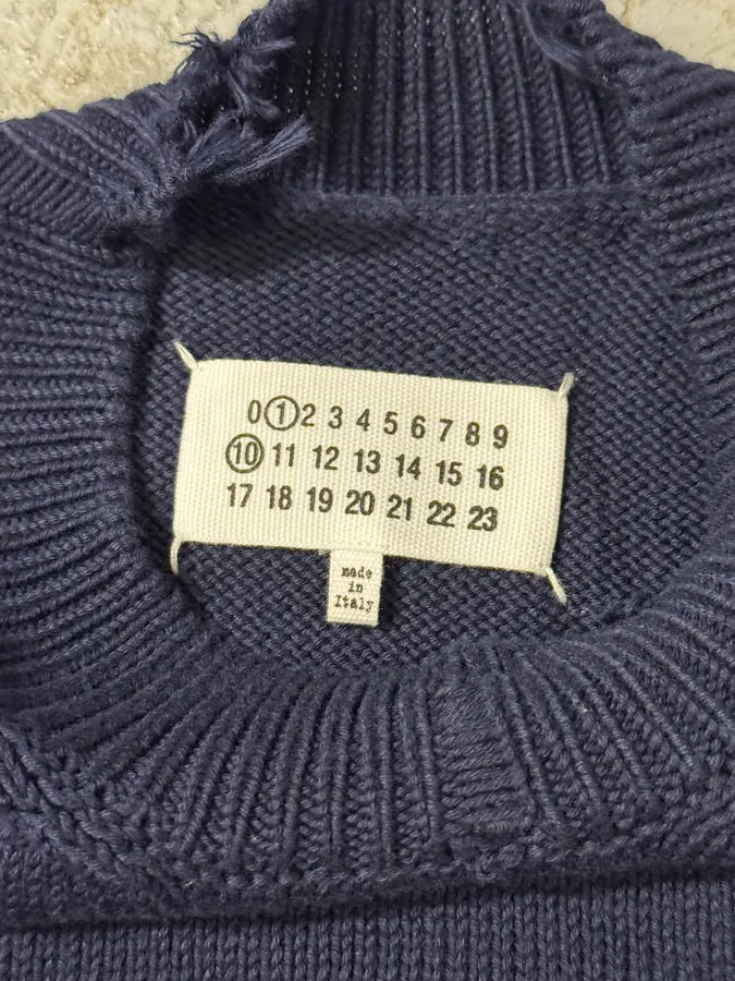 AW2024 Maison Margiela Blue Distressed Sweater naMjGPK 6