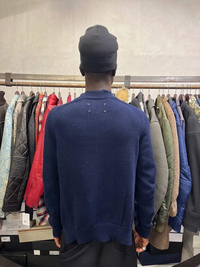 AW2024 Maison Margiela Blue Distressed Sweater naMjGPK 4