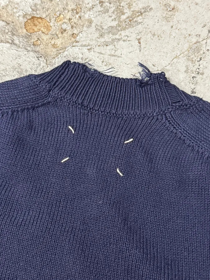 AW2024 Maison Margiela Blue Distressed Sweater naMjGPK 7