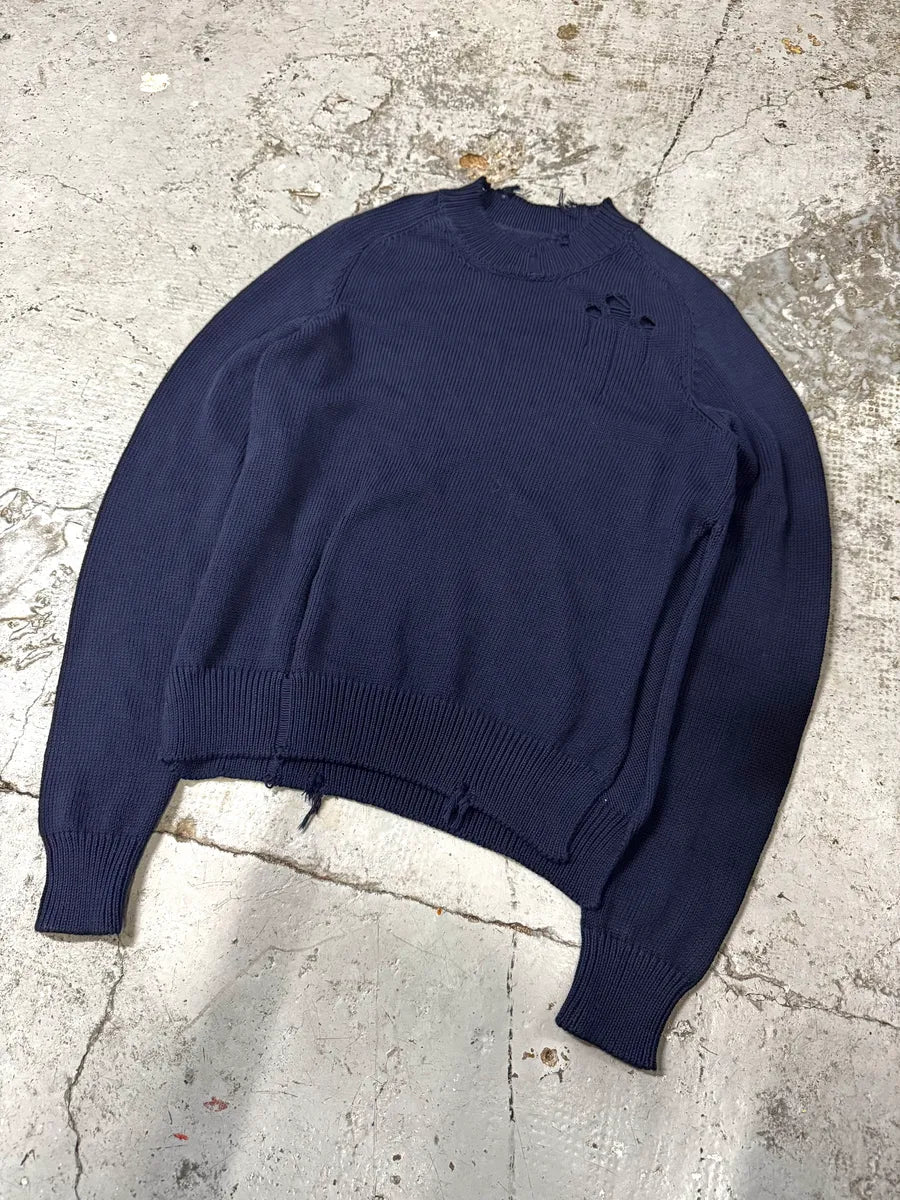 AW2024 Maison Margiela Blue Distressed Sweater naMjGPK 2