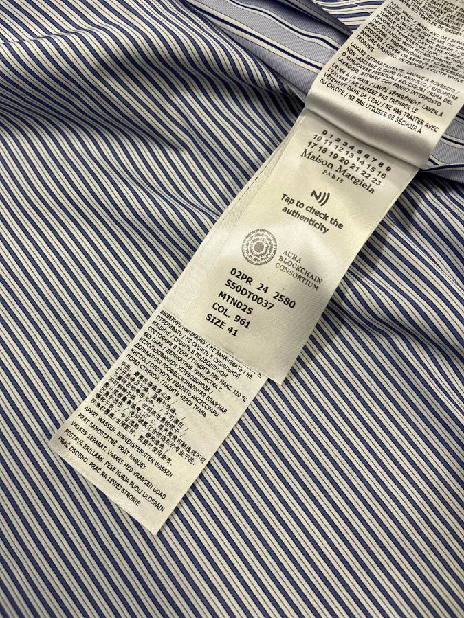 AW2024 Margiela Signature Panel Striped Classy Blue Shirt gAFYWAt 13