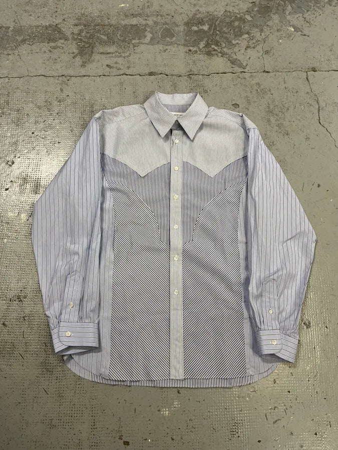 AW2024 Margiela Signature Panel Striped Classy Blue Shirt gAFYWAt 2