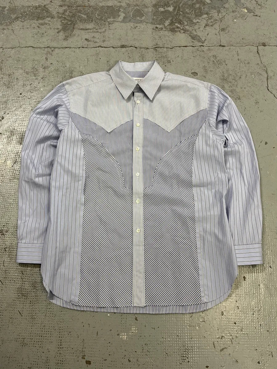 AW2024 Margiela Signature Panel Striped Classy Blue Shirt gAFYWAt 3