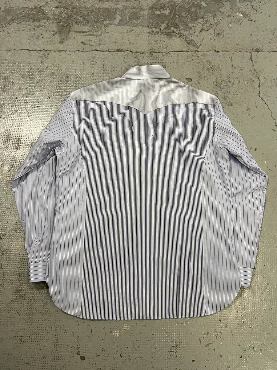AW2024 Margiela Signature Panel Striped Classy Blue Shirt gAFYWAt 6