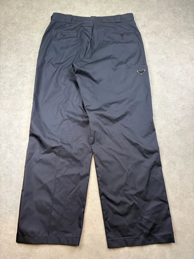AW2022 Prada Signature Navy Nylon Trousers Pants adqWgXh 6