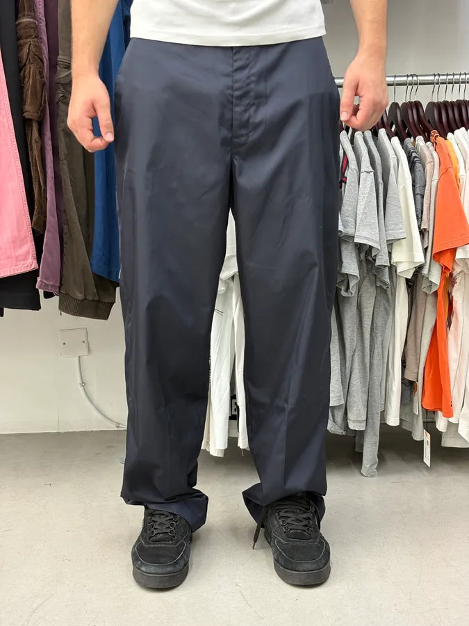 AW2022 Prada Signature Navy Nylon Trousers Pants adqWgXh 2