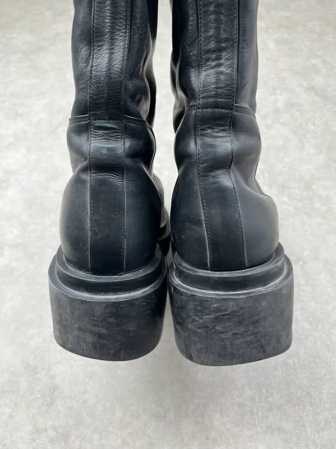AW2024 Rick Owens Bogun Pull On Snap Black Leather Boots Wxgrzqx 5