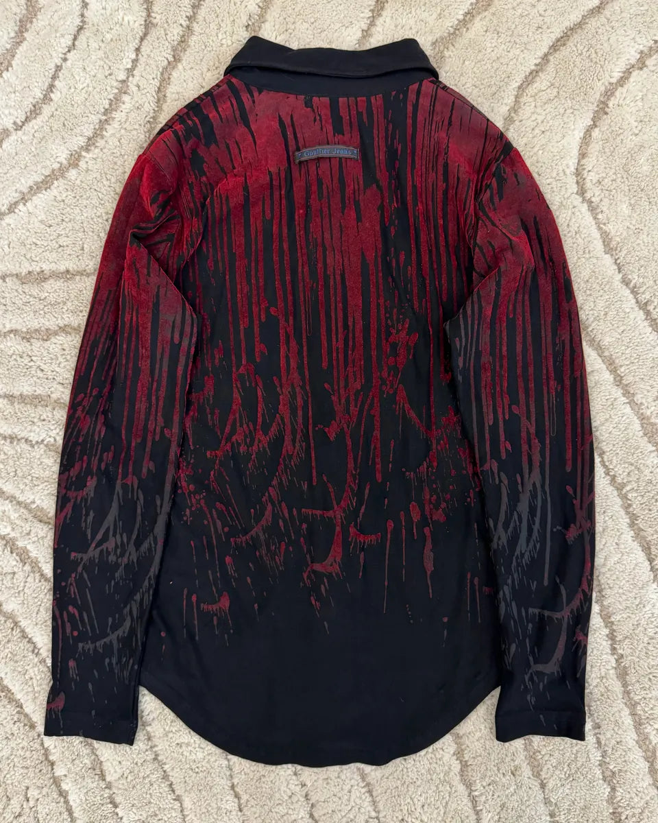 AW1998 Jean Paul Gaultier Blood Drip Vampire Velvet Shirt iYkKxZp 1