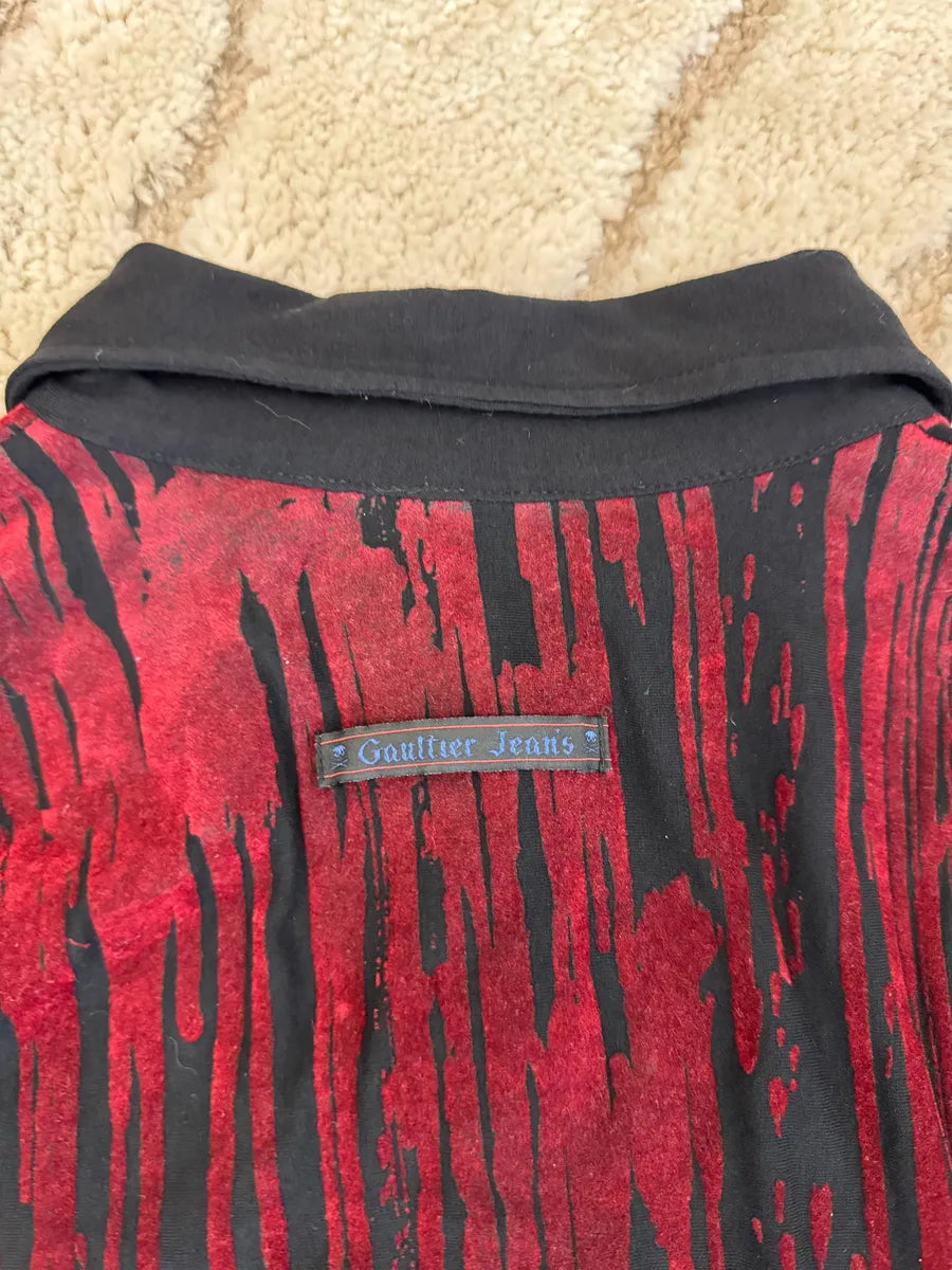 AW1998 Jean Paul Gaultier Blood Drip Vampire Velvet Shirt iYkKxZp 6