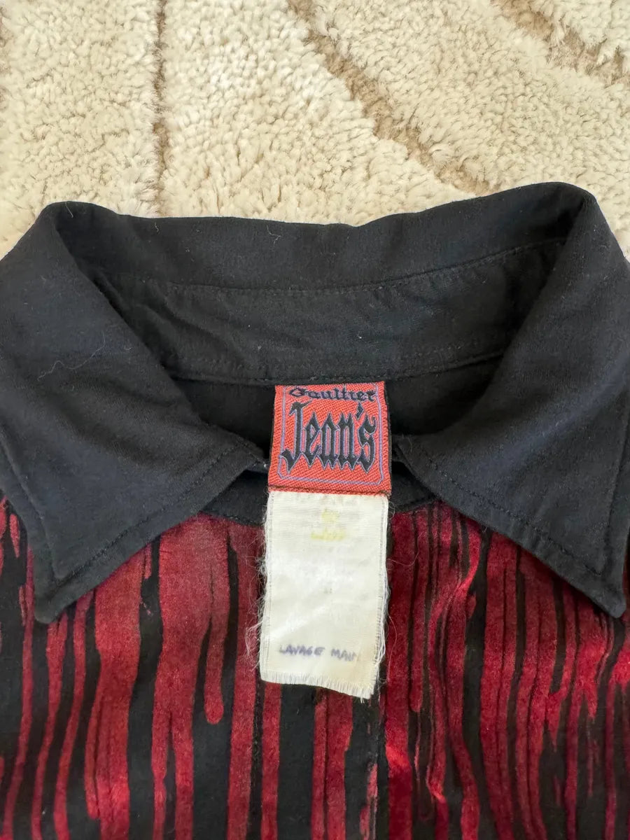 AW1998 Jean Paul Gaultier Blood Drip Vampire Velvet Shirt iYkKxZp 7