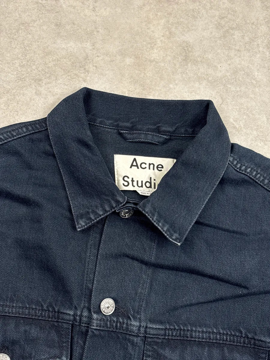 SS2016 Acne Studios Black Denim Trucker Button Front Denim Jacket aykeisGz 9
