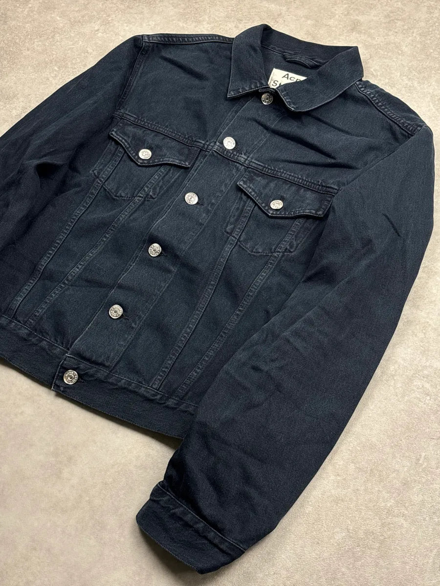 SS2016 Acne Studios Black Denim Trucker Button Front Denim Jacket aykeisGz 3
