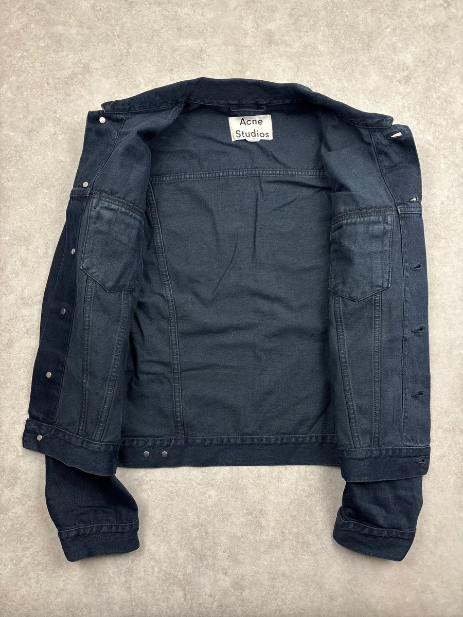 SS2016 Acne Studios Black Denim Trucker Button Front Denim Jacket aykeisGz 4
