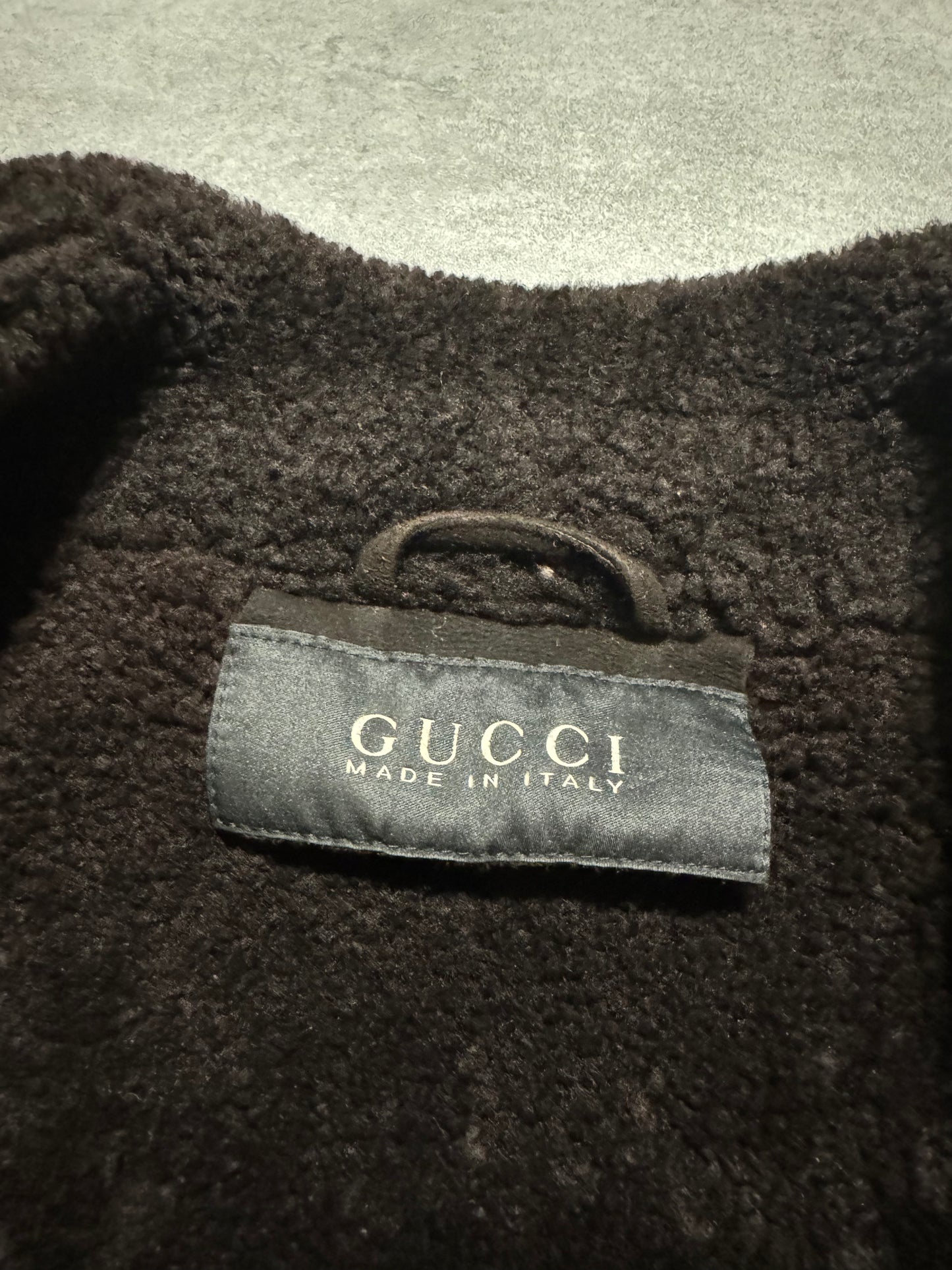 FW2002 Gucci Brown Shearling Lamb Fur Italian Leather Jacket (M) - 13