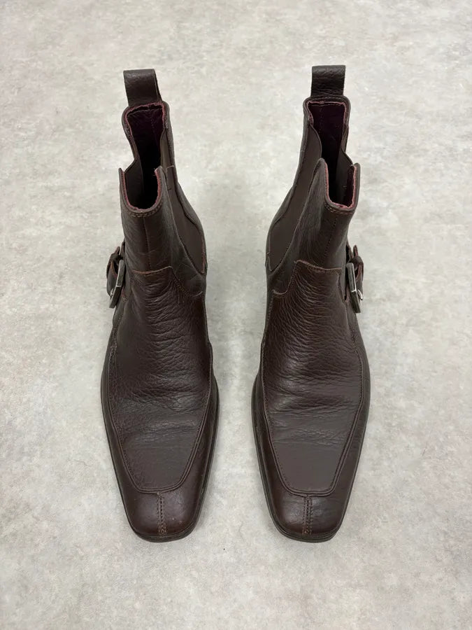 2000s Dolce & Gabbana Brown Ankle Leather Boots yozAuVu 1