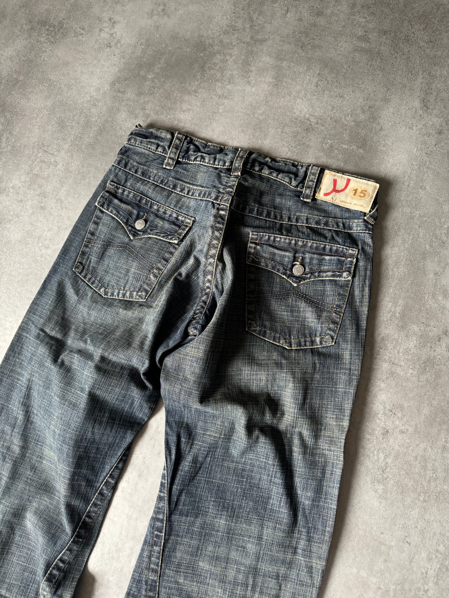 2000s Armani Aero Flared Eclipse Denim Jeans  (L) - 6