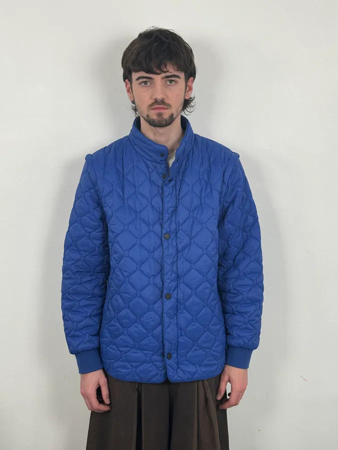 Balmain Blue Quilted Puffer Jacket with Detachable Sleeves TyYdDWZ 1