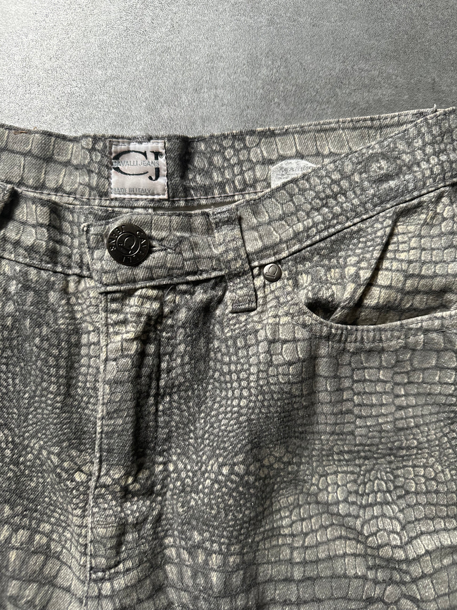2000s Cavalli Grey Crocodile Effect Pants (XS) - 5